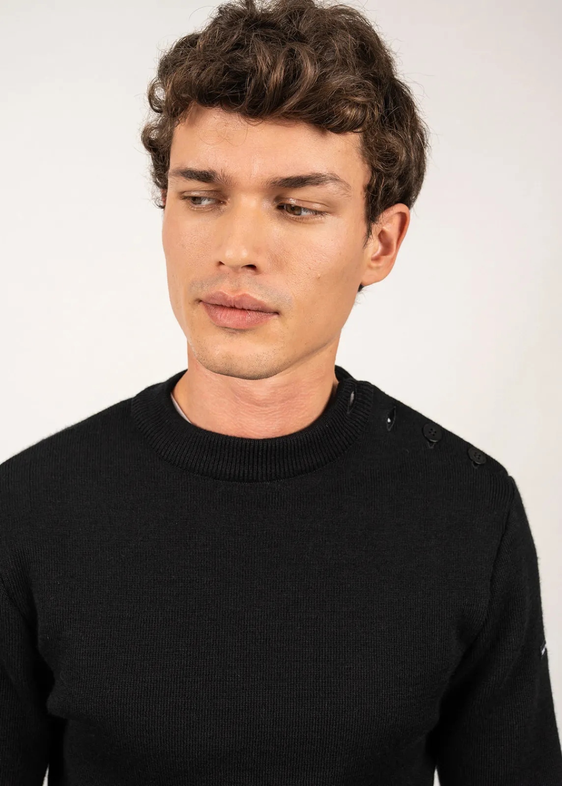 SAINT JAMES Pulls Marins*Pull marin uni Matelot Noir