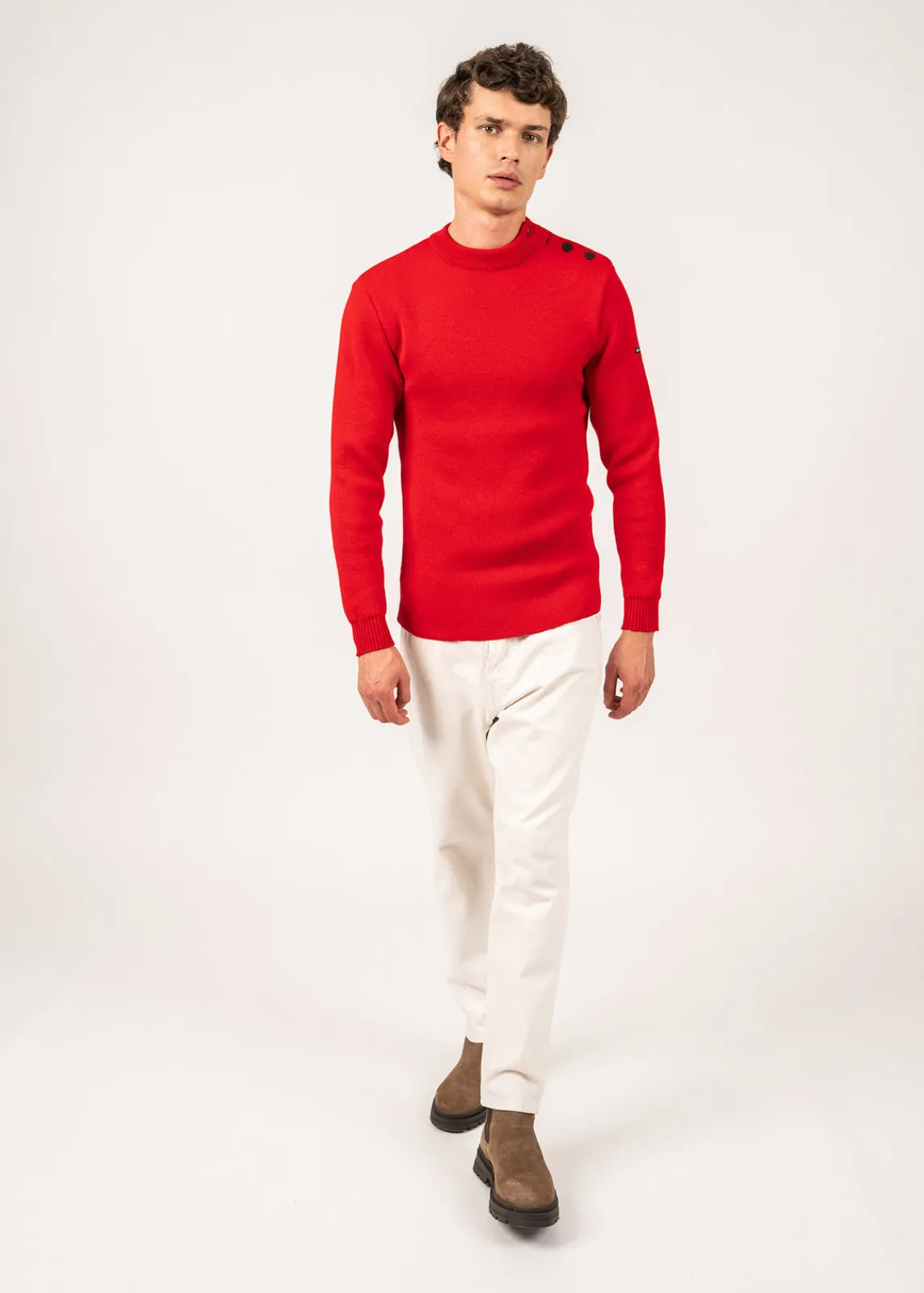 SAINT JAMES Pulls Marins*Pull marin uni Matelot Rouge