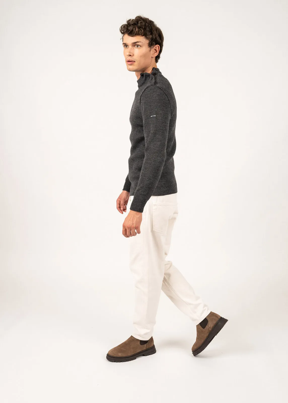 SAINT JAMES Pulls Marins*Pull marin uni Matelot Gris