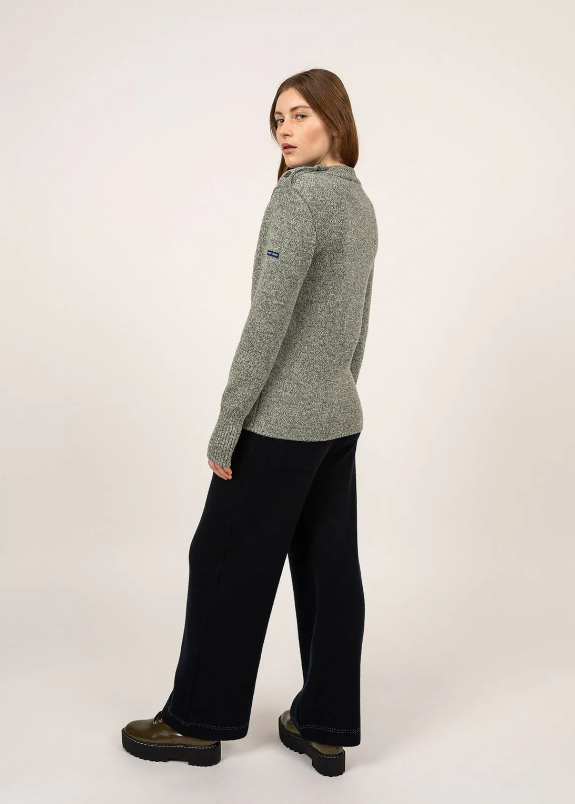 SAINT JAMES Pulls Marins*Pull marin uni Paris Vegetal/ecru