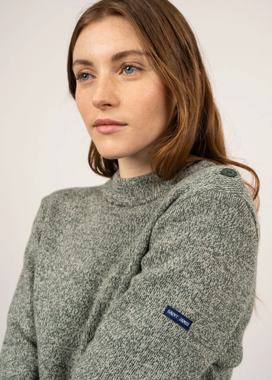 SAINT JAMES Pulls Marins*Pull marin uni Paris Vegetal/ecru