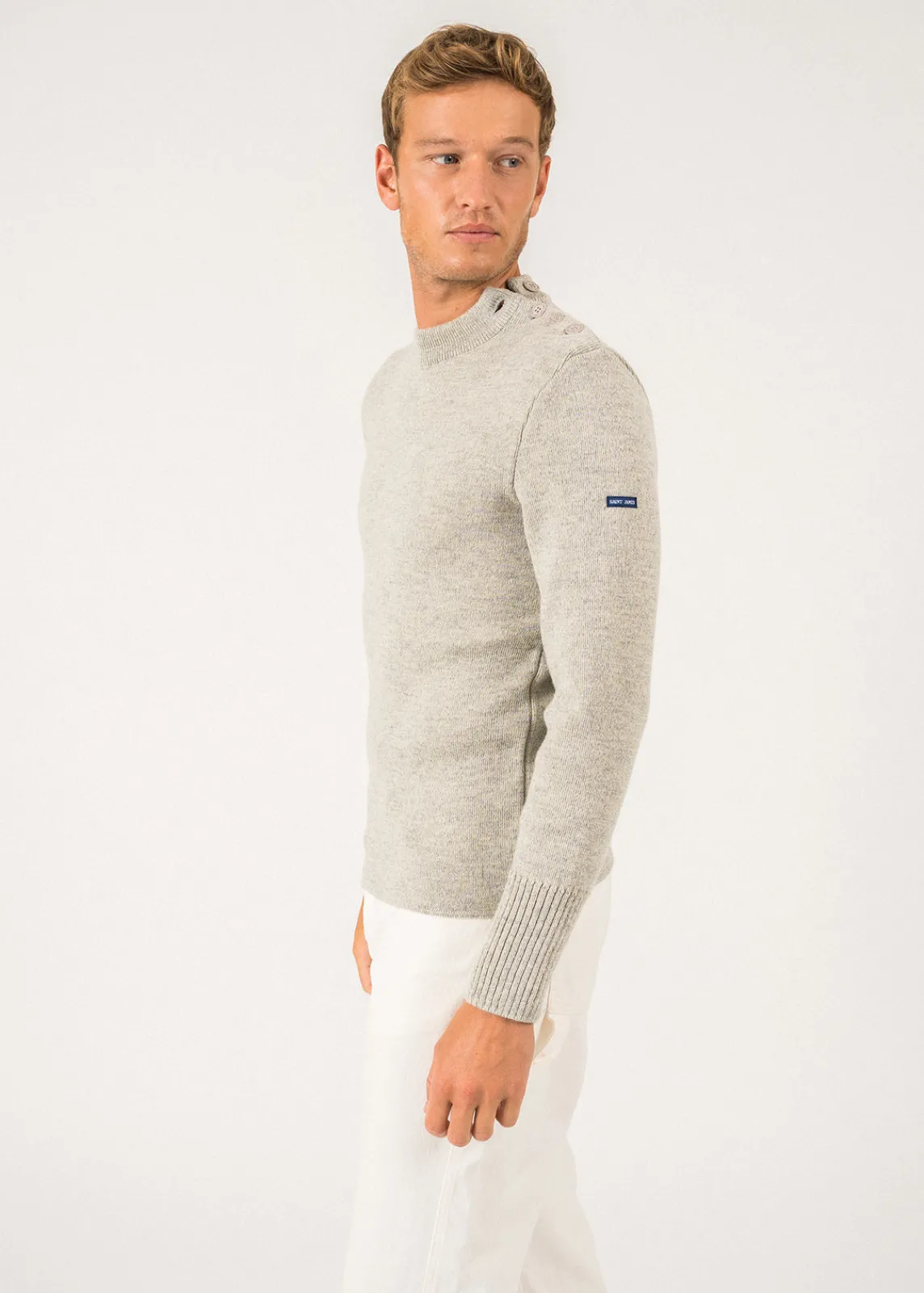 SAINT JAMES Pulls Marins*Pull marin uni Paris Grisclair/ecru