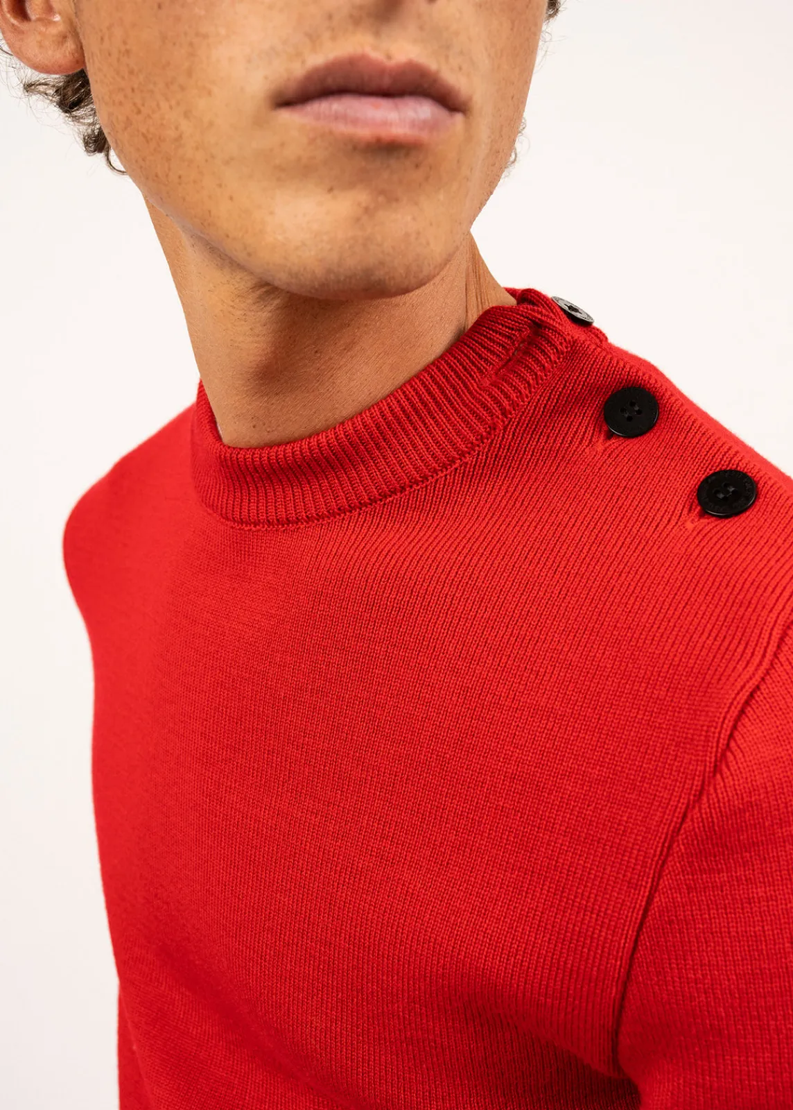 SAINT JAMES Pulls Marins*Pull marin uni Rochefort Rouge