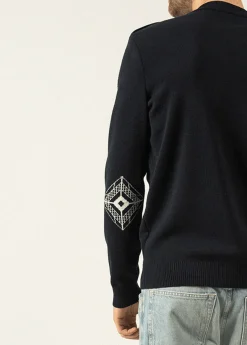 SAINT JAMES Pulls Marins*Pull Mondiovision Eiffel à coudières Navy/ecume