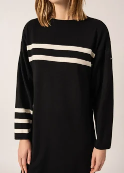 SAINT JAMES Robes & Jupes*Robe en laine à rayures placées Nuage Noir/ecume