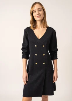 SAINT JAMES Robes & Jupes*Robe en laine Royale Lurex Navy/champagne