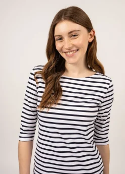 SAINT JAMES Robes & Jupes*Robe marinière anti-UV Propriano Neige/navy