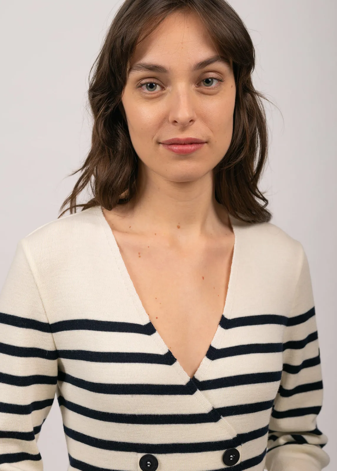 SAINT JAMES Robes & Jupes*Robe rayée en laine Royale Ecume/navy