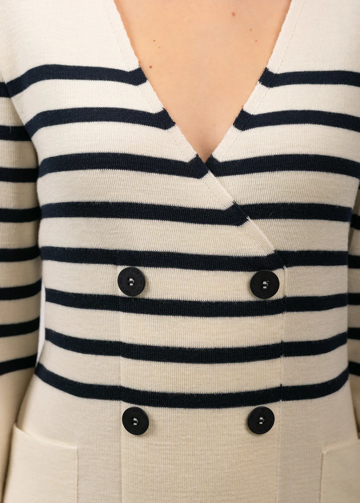 SAINT JAMES Robes & Jupes*Robe rayée en laine Royale Ecume/navy