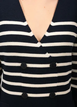 SAINT JAMES Robes & Jupes*Robe rayée en laine Royale Navy/ecume