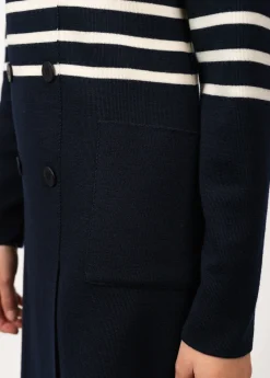 SAINT JAMES Robes & Jupes*Robe rayée en laine Royale Navy/ecume