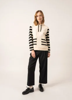 SAINT JAMES Pulls & Gilets*Sweat à capuche en laine et coton Blizzard Ecume/noir