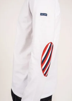 SAINT JAMES T-shirts & Polos*T-shirt manches longues à coudières rayées Neige/neige/marine/tulipe