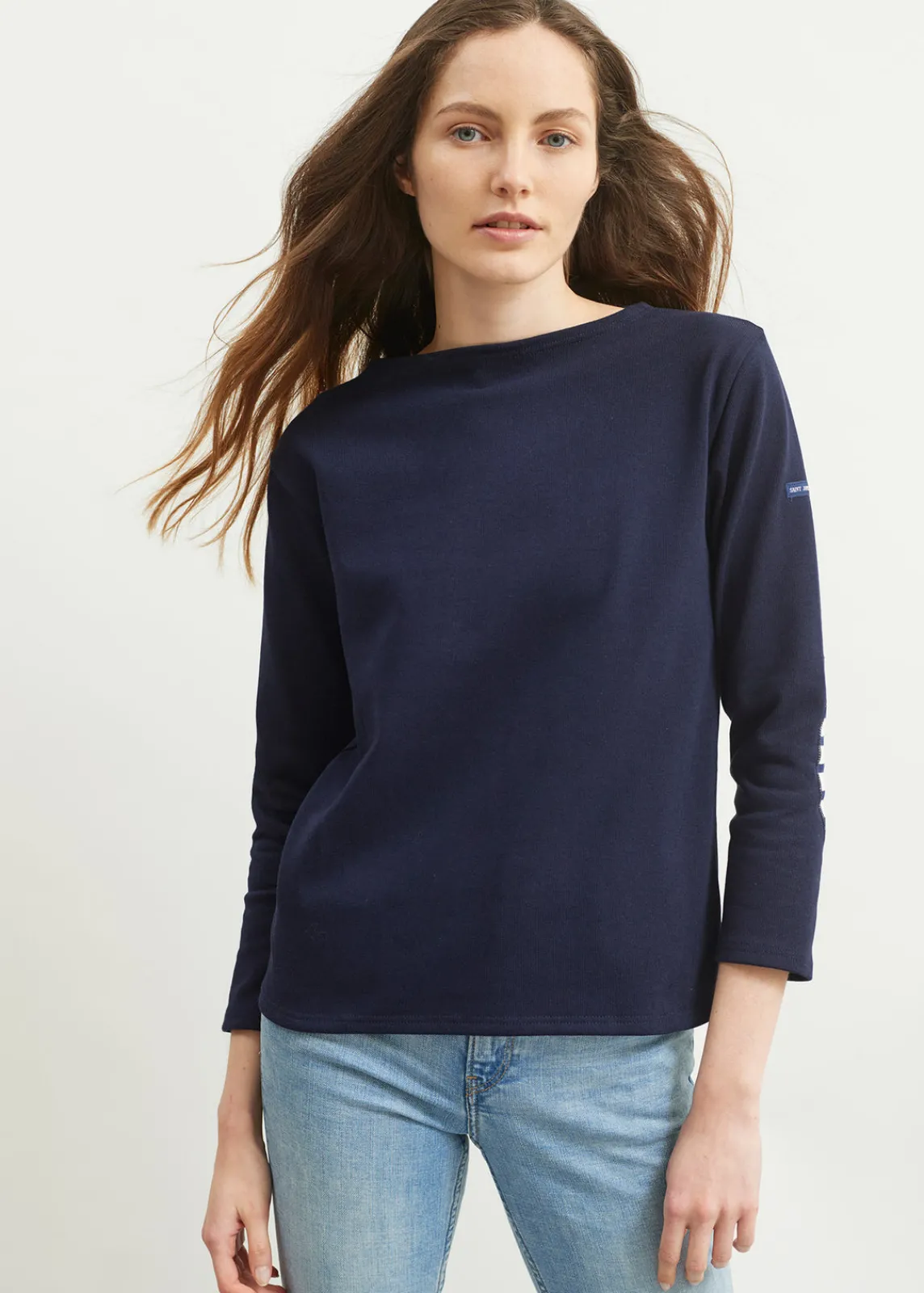 SAINT JAMES Marinières*T-shirt marin col bateau Guildo Navy