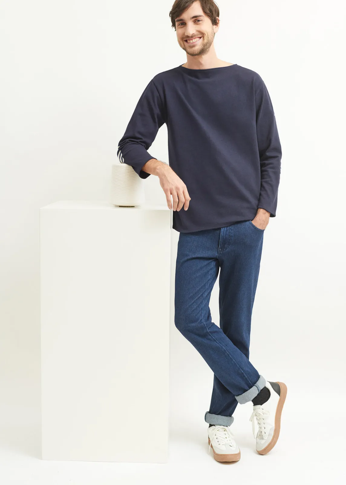 SAINT JAMES Marinières*T-shirt marin col bateau Guildo Navy