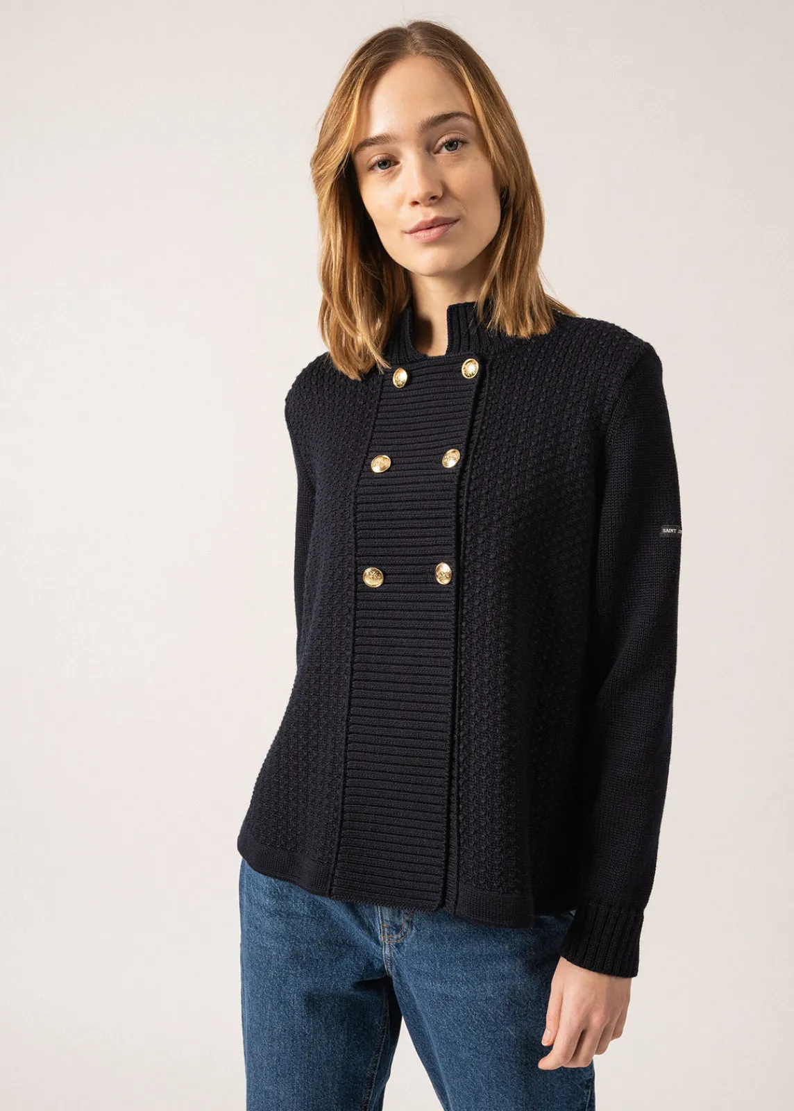 SAINT JAMES Vestes*Veste en maille fantaisie Méribel Navy