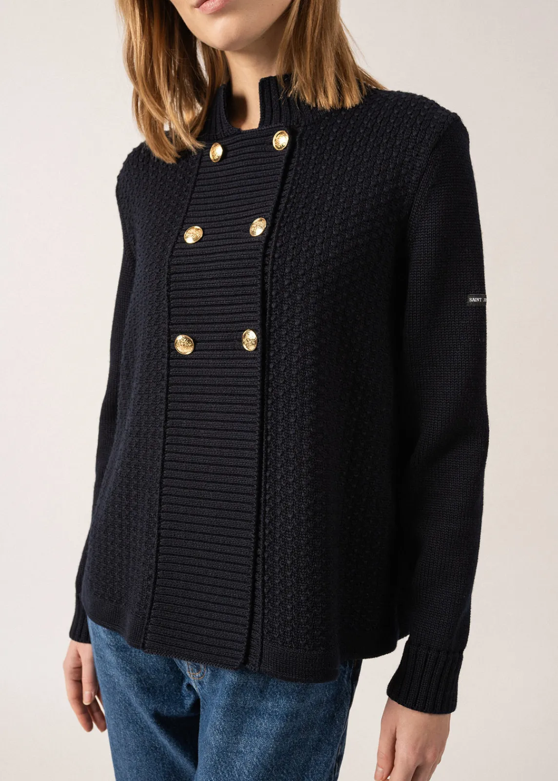 SAINT JAMES Vestes*Veste en maille fantaisie Méribel Navy